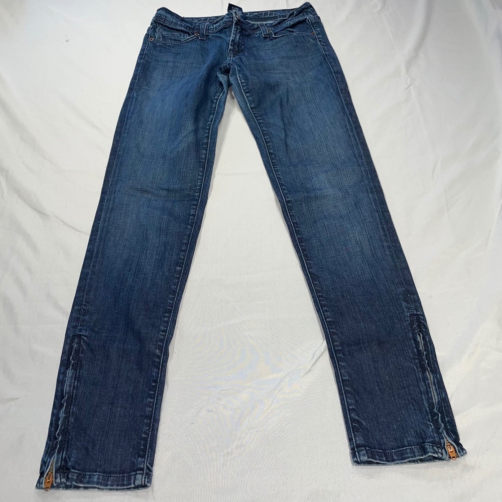 Genetic‎ Denim Skinny Jeans DNA Helix Waistband Ankle Zip Made in USA Size 28